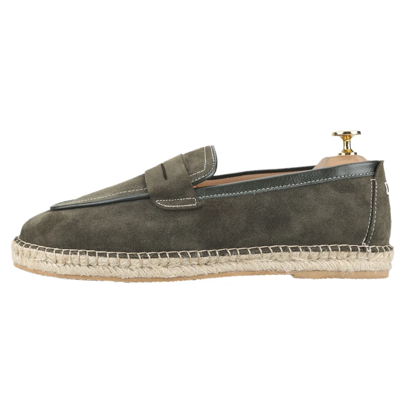 Piergitar Four Colors Cow Suede Classic Espadrilles Handmade Hemp Rope Thick Sole Fisherman's Shoes Slip-On Men Penny Slippers