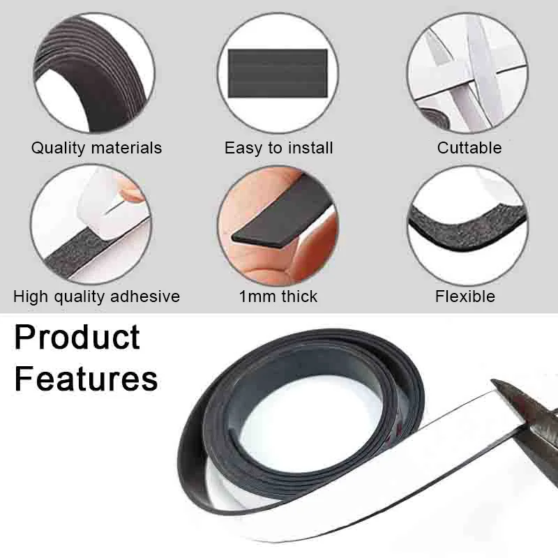 1/5/10 Meter Self Adhesive Rubber Magnet Strip 10*1 15*1 20*1 30*1mm Tape Rubber Refrigerator Flexible Magnetic Strip For Home