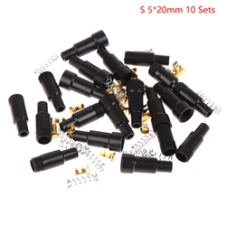 10Sets 5*20/6*30mm Glass Tube Fuse Holder Screw Type Quick Blow Plastic Shell Male Female Spring Crimping Terminal Safety Socket