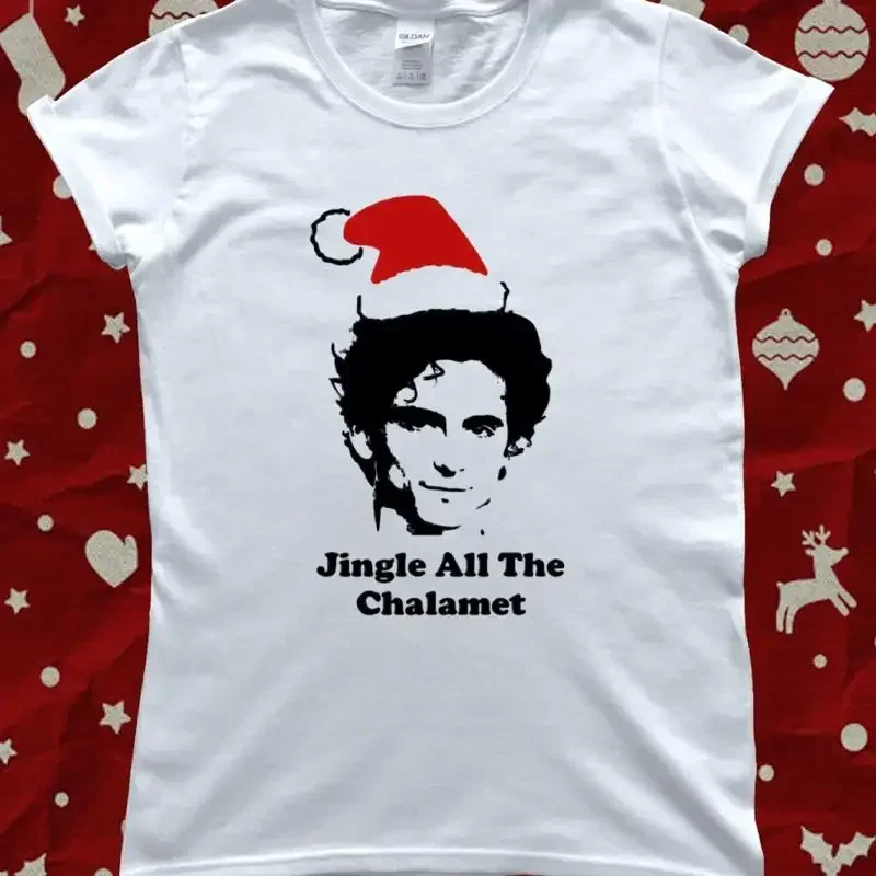 Timothee Chalamet Fan Christmas Funny Xmas Ladies T-Shirt