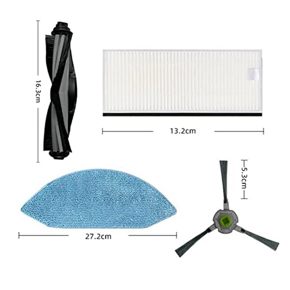Cepillo Lateral principal, filtro Hepa, paños de fregona, repuesto de trapo para Deebot OZMO U2/DGN22, repuestos de aspiradora