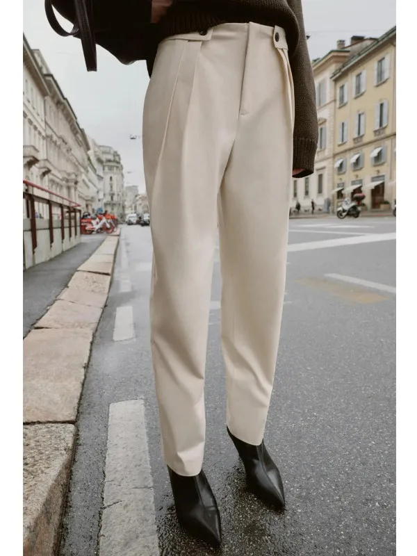 

Брюки с высокой талией и пуговицами, облегающие, повседневные, женские, в корейском стиле, прямые брюки