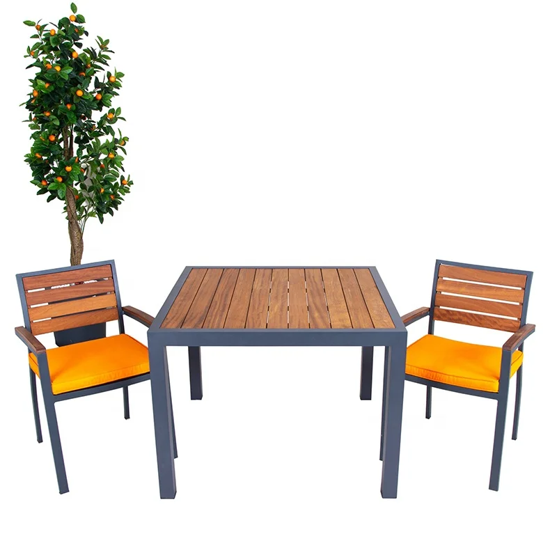 & Top Selling Aluminum Teak Outdoor Table Luxury Patio Garden Cafe Terrace Wood Dining Chair