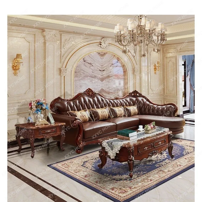 XX  Trendy Luxury Living Room Sofa Genuine Leather Modern Comfortable Living Room Sofa Puff Lounge Princess
