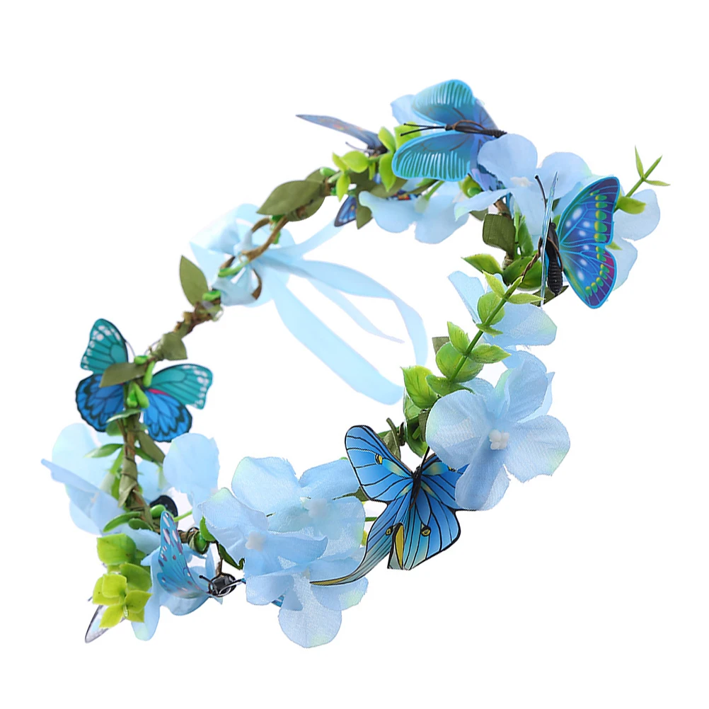 

Floral Butterfly Crown Headpiece For Women Elegant Flower Headband Spring Summer Wedding Party Accessories Headwear