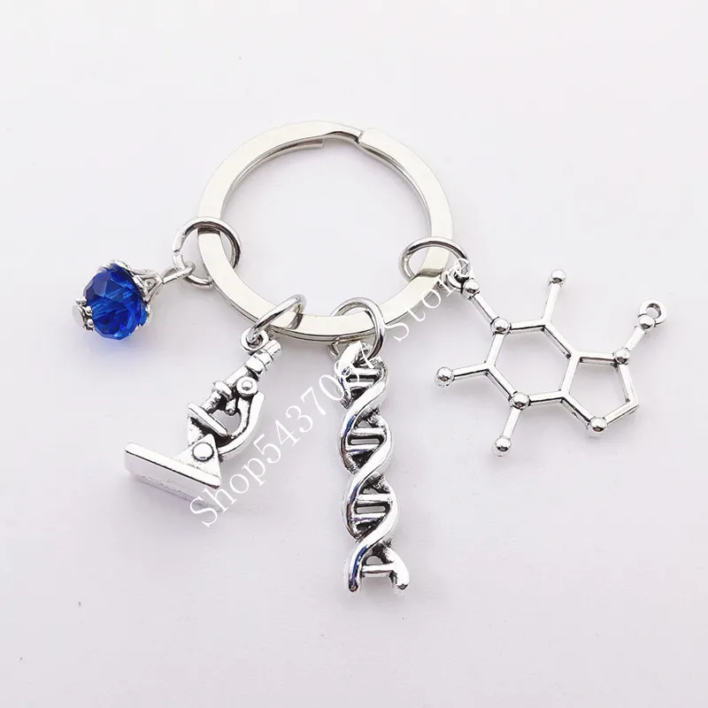 NEW Science Jewelry Microscopes DNA Doctor Pendants Neuron Key Chains Anatomy Neurology Biology Key Ring Gift