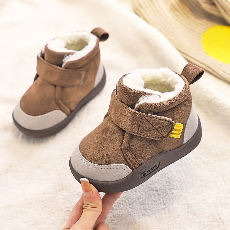 Autumn Winter Snow Boots Girls Boys Shoes Fashion Soft Antislip Plush Warm Boots 21-30 Sport Running Shoes Children Casual Shoes