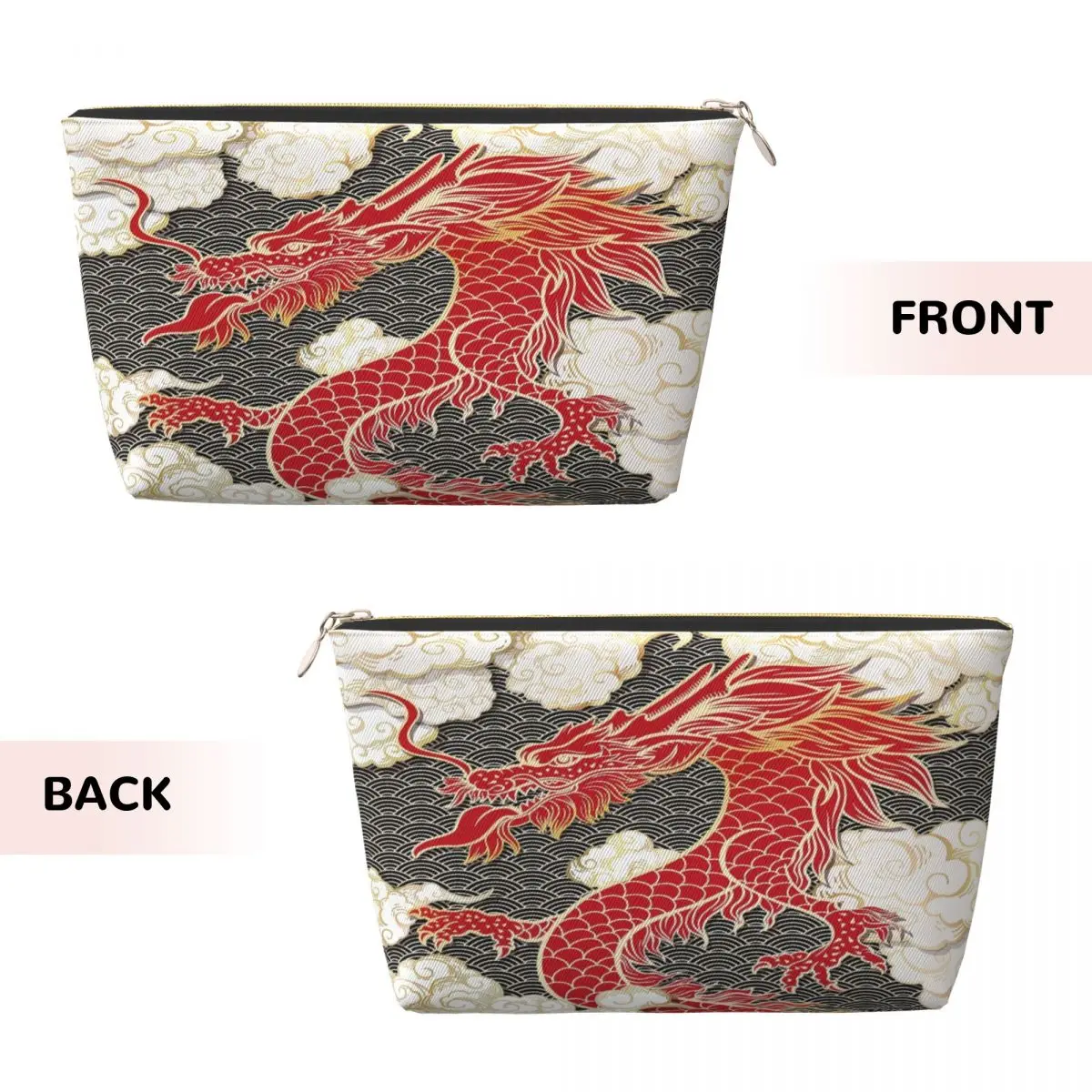 Custom Chinese Red Dragon Totem Pattern Toiletry Bag Tradition Asian Style Cosmetic Makeup Organizer Beauty Storage Dopp Kit Box