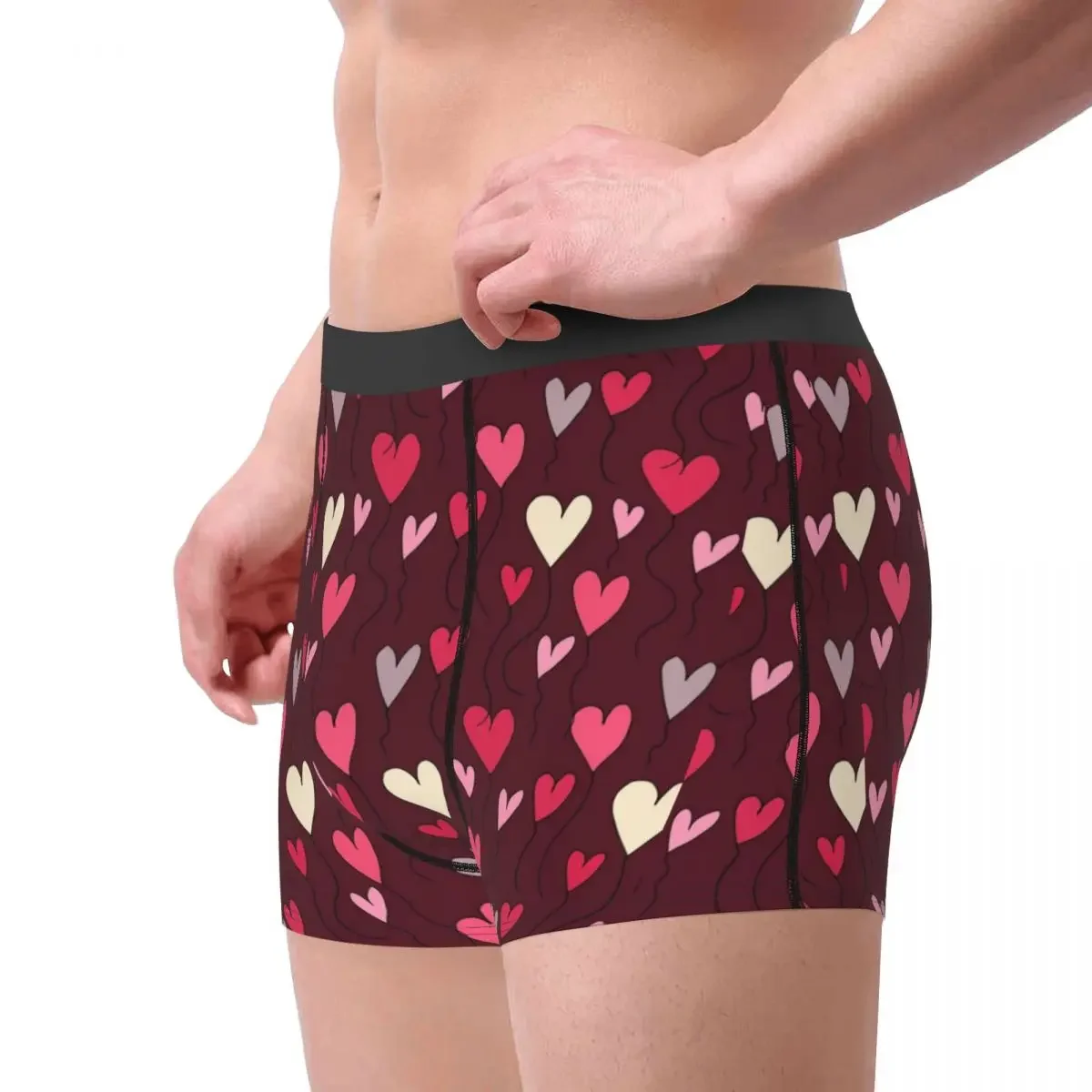 Funny Boxer Shorts Panties Briefs Men Heart Balloon Valentines Underwear Soft Underpants for Homme S-XXL