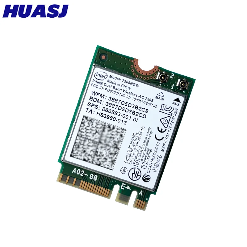 بطاقة بلوتوث واي فاي لإنتل 7260NGW 7265NGW محول الشبكة اللاسلكية 802.11AC ثنائي النطاق 2.4G 5G لأجهزة الكمبيوتر المحمول