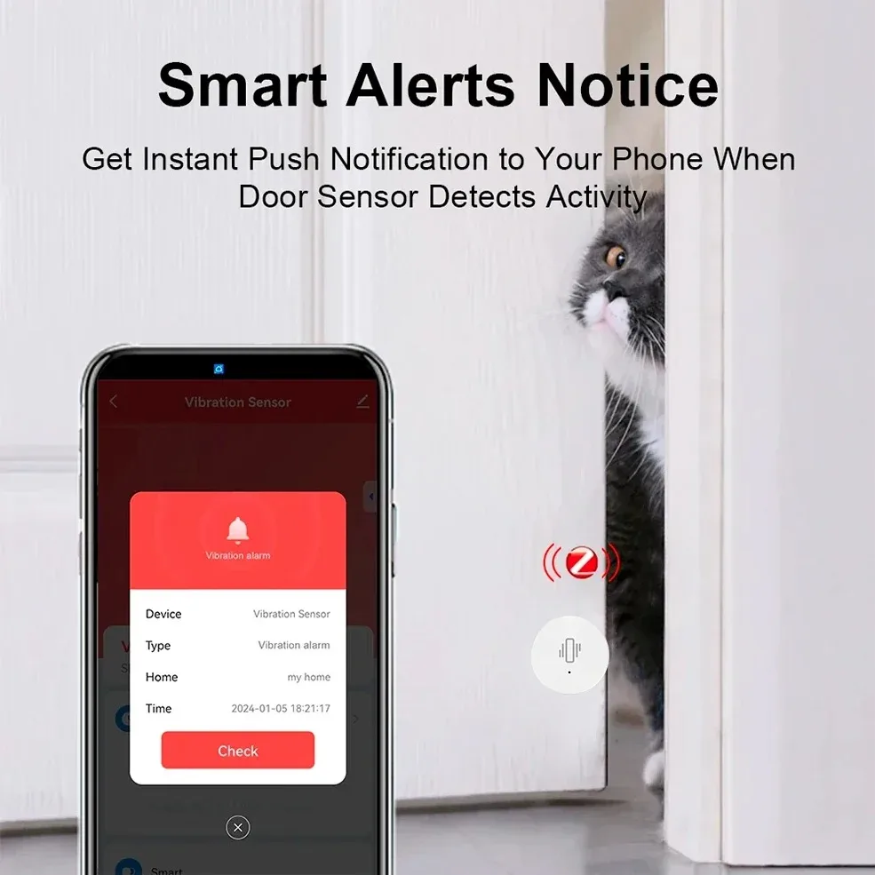 Tuya zigbee sensor de vibração inteligente monitoramento em tempo real detecção alarme sistema de proteção de segurança em casa app notificação remota