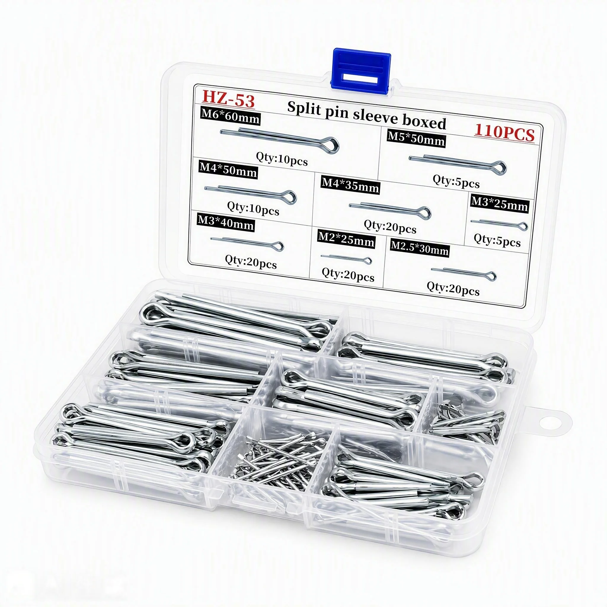 110PCS Multi-Purpose Split Cotter Pins, Assorted Fastener Clips for Lawn Mowers, Trailers, Wheels & General Repair