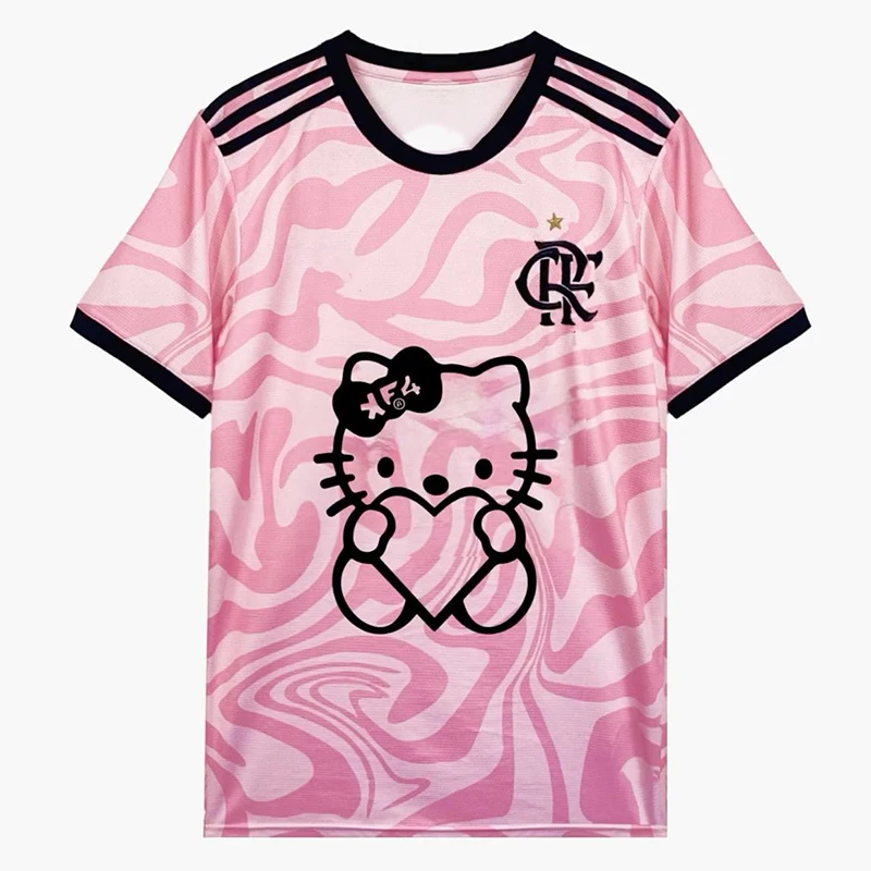 Letnia moda damska Odzież Hello Kitty Koszulka z dekoltem w szpic Kreskówka Odzież sportowa Damska Męska Luźna Casualowa Oddychająca Streetwear Tee Top