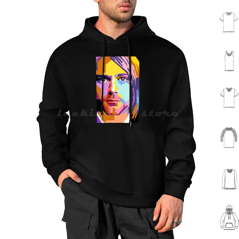 Kurt-Cobain-Pop-Art-Ahmad-Nusyirwan Hoodie cotton Long Sleeve Kurt Grunge Music Cobain Guitar 90s Punk Nevermind Band