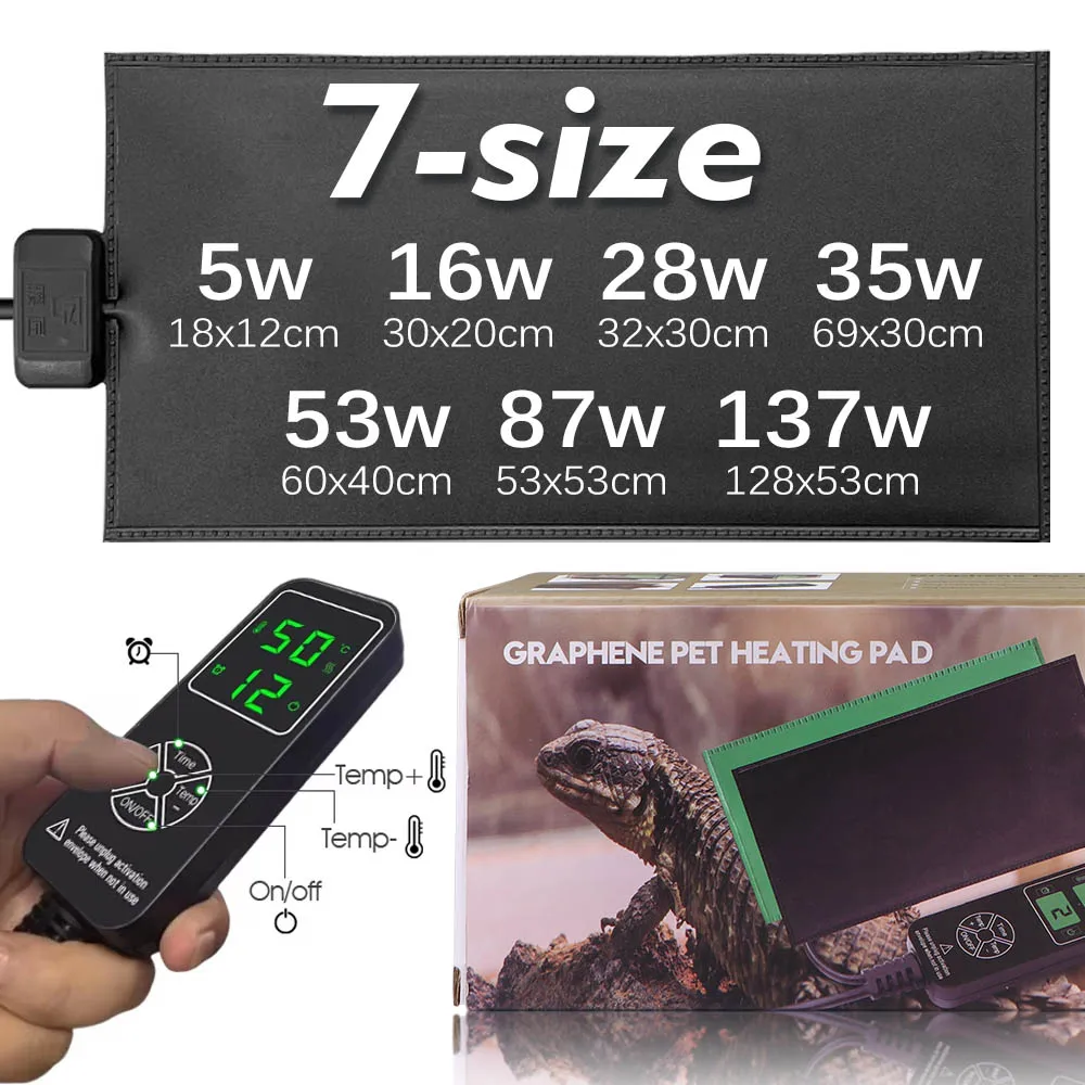 137-5W Timed Reptile Heat Mat Plants Heating Pad w/ Adjustable Temperature Controller Greenhouse Garden Pots Seedling Keep Warm