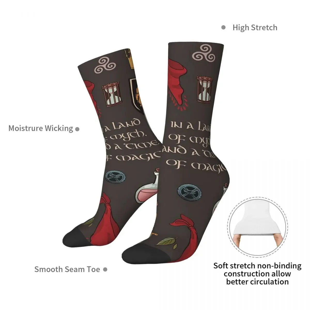 In A Land Of Myth And A Time Of Magic_Merlin Socks Harajuku Sweat Absorbing Stockings All Season Long Socks Accessories