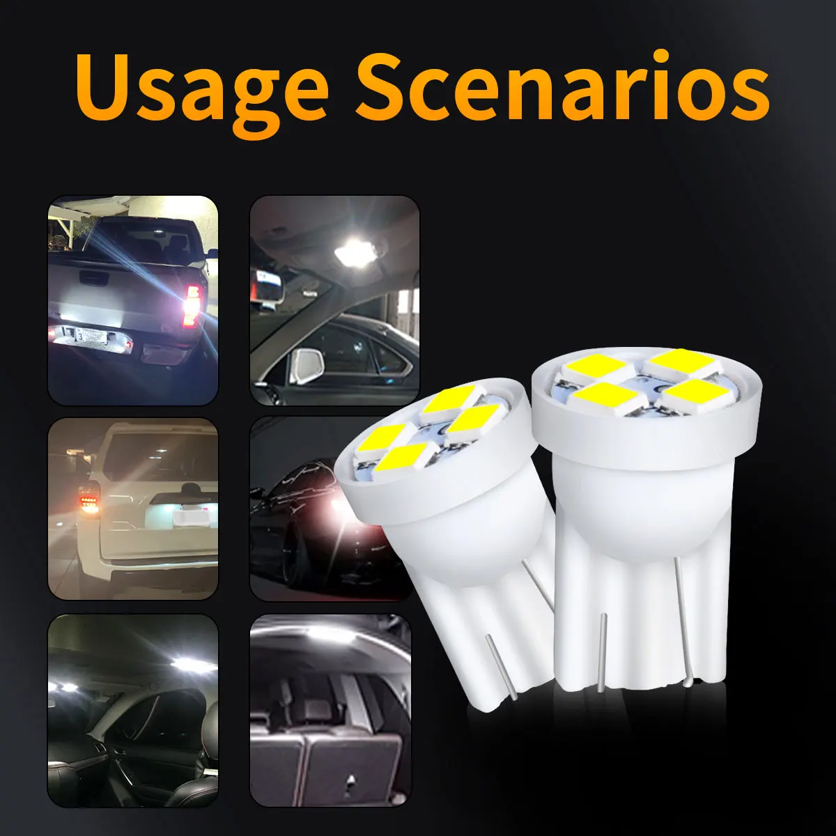 10Pcs/Set Car Light T10 4SMD 1210 High Brightness LED Chips Blue LED Light Car Reading Light Play and Plug Long Serive Life