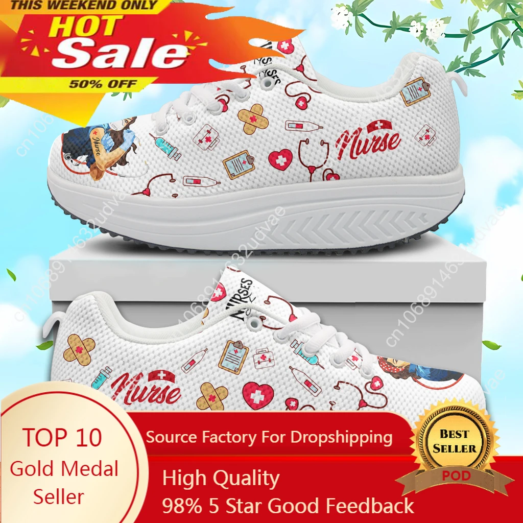 

Women's Nurse Shoes Wear-resistance Casaul Swing Shoes Medical Nurse Soft Platform Shoes Height Increasing Footwear