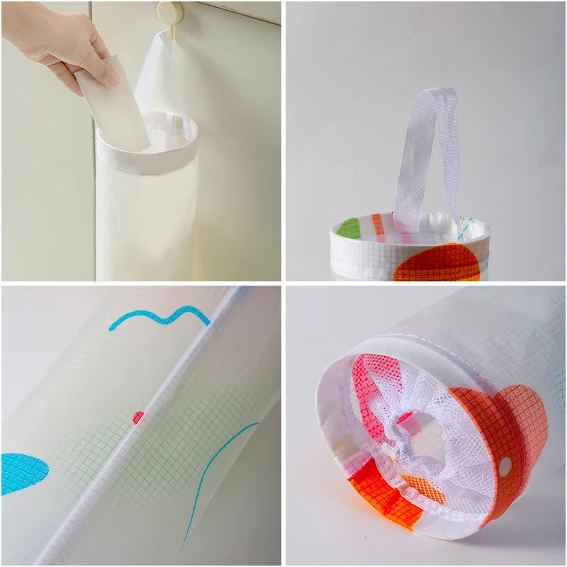 Soporte de plástico para bolsa de comestibles, dispensador colgante para almacenamiento de basura, organizador de basura de cocina, montaje en pared