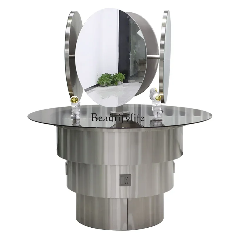 Barber Shop Dressing Table Hot Dyeing Stainless Steel Mirror European Style