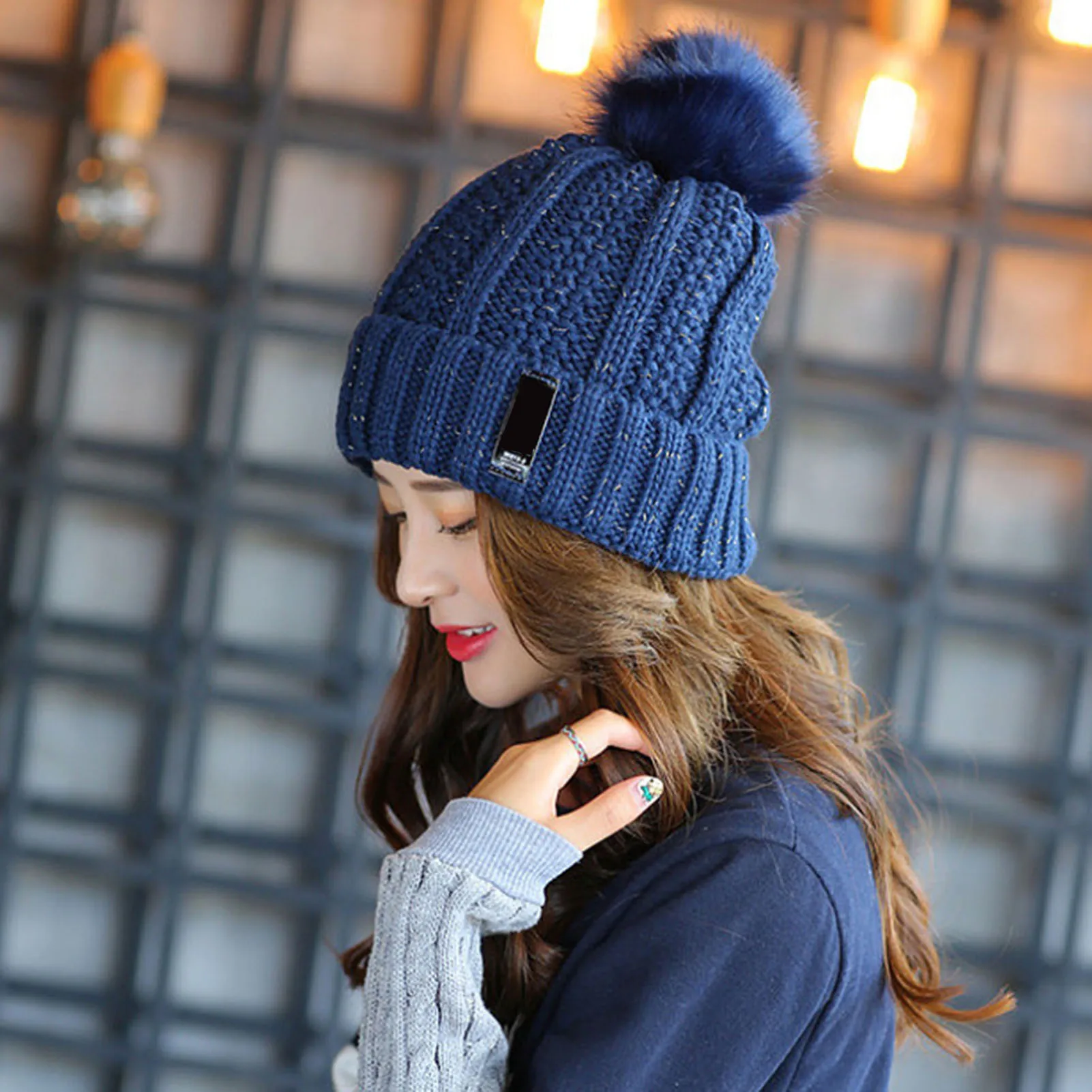 Topi beanie rajut leher, topi tudung kepala Musim Dingin hangat untuk wanita, berkendara salju luar ruangan