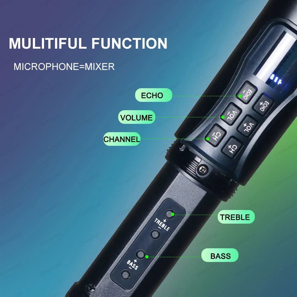 Gooermi K09S High Quality 2-Channel Desktop Wireless Microphone System Handheld with 3.5mm 6.5mm Interface Speaker XLR Connector