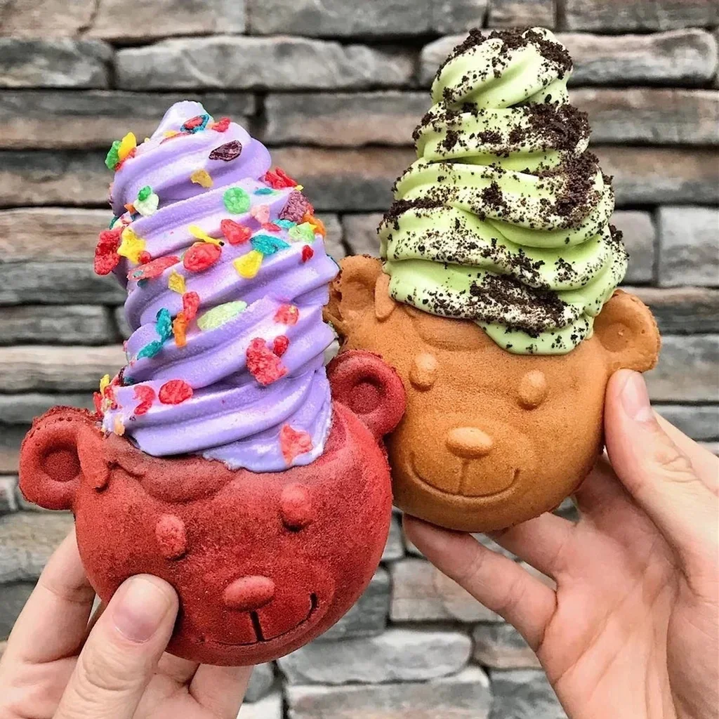 قطعتان من صانعة الوافل على شكل دب، خباز مخروطي آيس كريم تاياكي برأس واحد للكعك والوجبات الخفيفة، أداة حلوى غير لاصقة يمكنك صنعها بنفسك #5