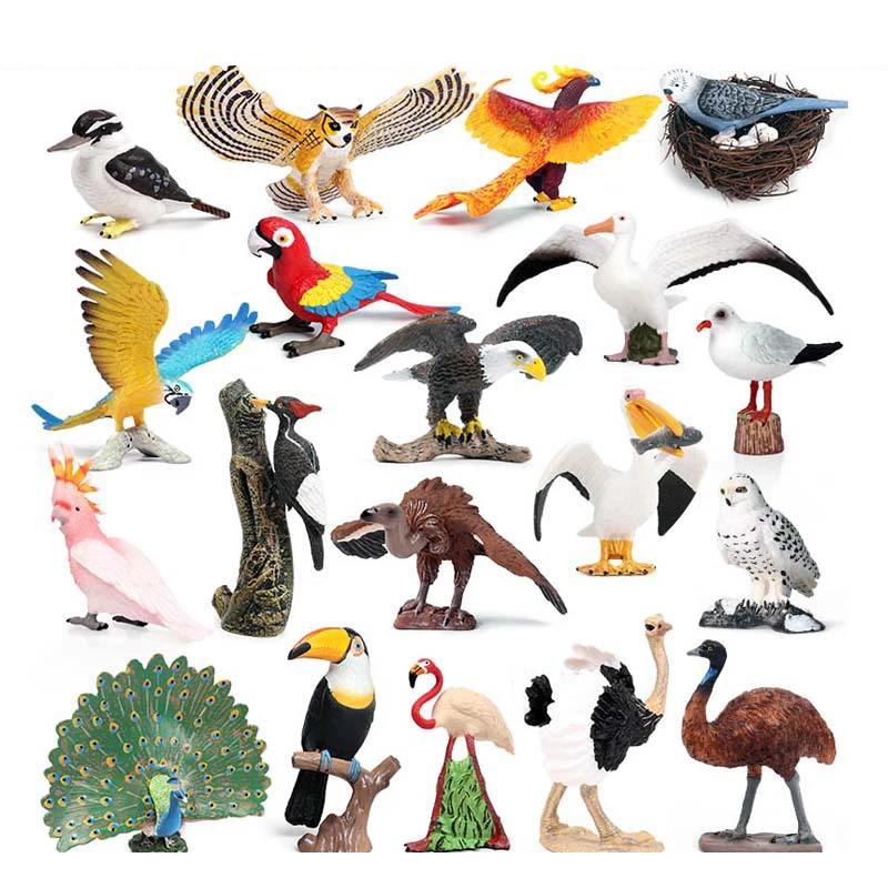 Simulation Bird Models Turkey Flamingos Parrot Owl Sea Eagle Ostrich Bird Models PVC Action Figures Figurines Kids Toys 1 Piece