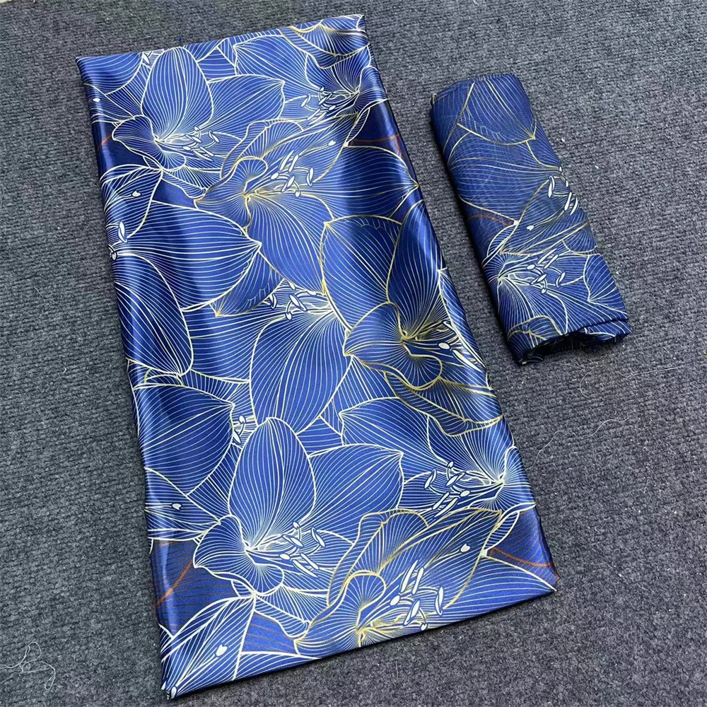 African Satin Silk Fabric for Women, Soft Material, Silk Cloth, Chiffon, Fashion Dress, 4 + 2Yards