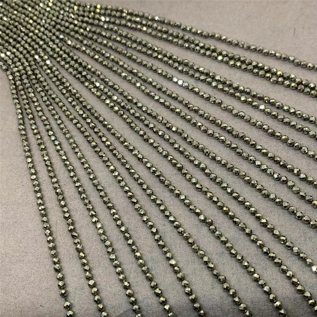 Natural Stone Pyrite Small Facet Beads Shiny 2/3/4mm Cut for DIY Accessories