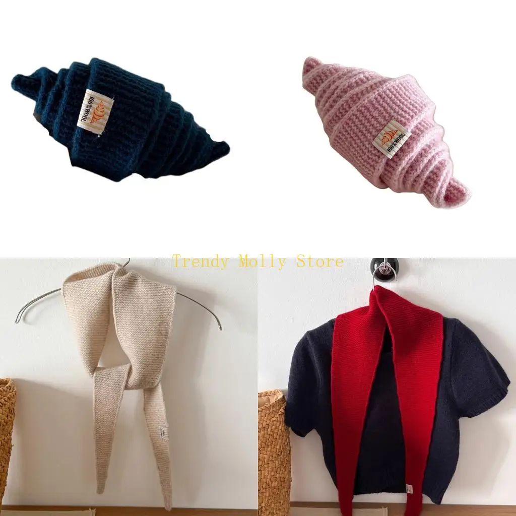 

N5KB Шерстяной шарф-круассан Зимняя шаль для женщин Уютная большая накидка на шею