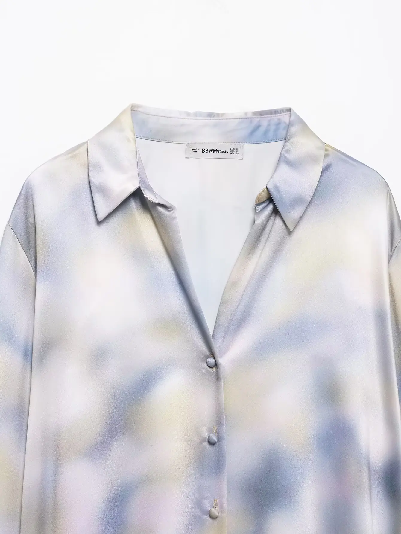 BB6135 25 Spring New Product Women's Tie Dyeing Silk Satin Texture Vertical Fashion Personalized Collar Shirt 6962023