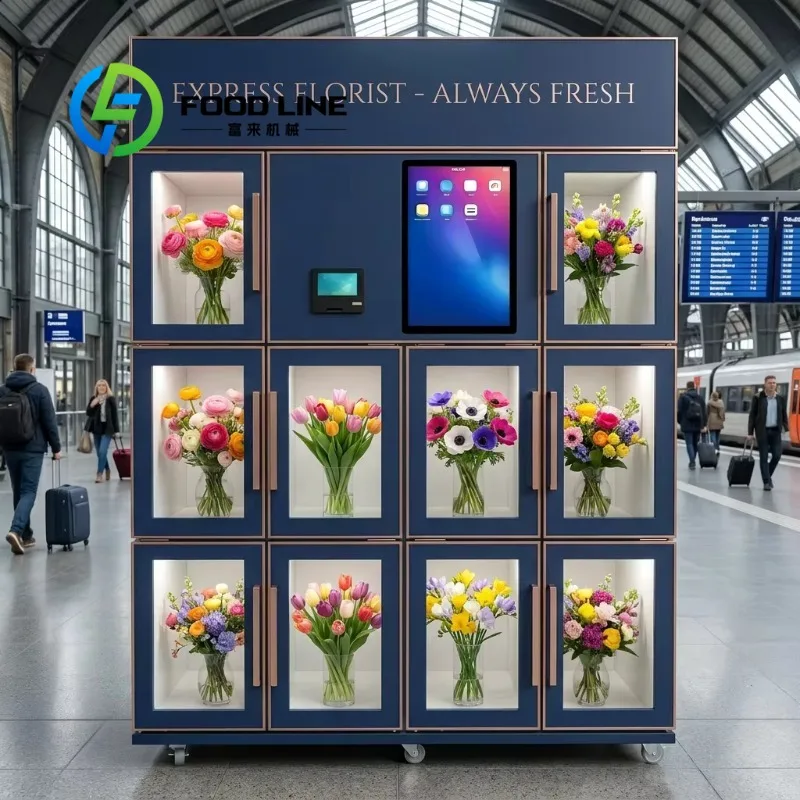 Shock‑Resistant Flower Self‑selling Machine Quiet Refrigeration System Clear Product Display Unmanned Cut‑flower Vending