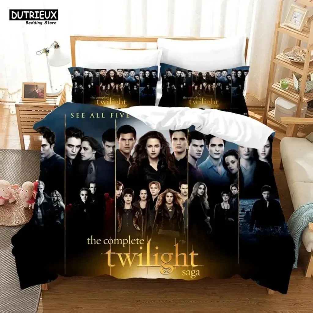 

Twilight Series Duvet Cover Set And Pillowcases Vampire Hot Movies Single King Fashion 3D Bedding Set For Adults Bed Linen