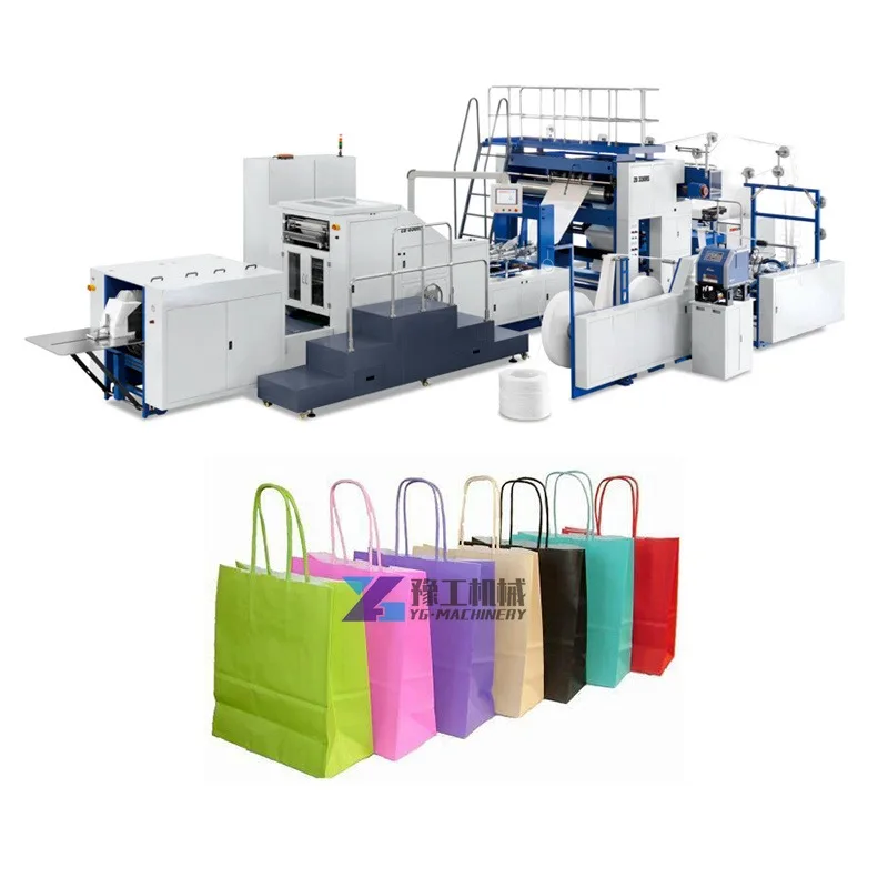 YG Hot Sales Fully Automatic Roll-feeding White Or Brown Kraft Paper Bag Making Machine Shopping Bags Making Machine For Sale