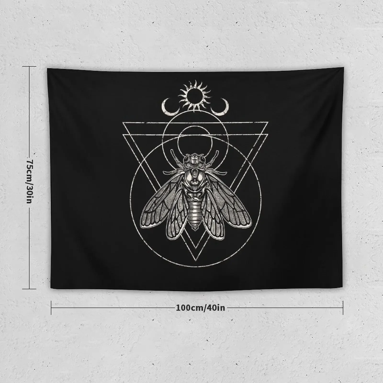 Occult Cicada Brood X Sacred Geometry Ink Illustration Tapestry Decorative Wall Cute Room Things Tapestry