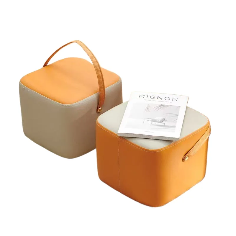 Small Stool for Home Living Room Sofa Footrest Round Ottoman Bench Luxury Minimalist Shoe Changing Stool Wooden Solid Wood