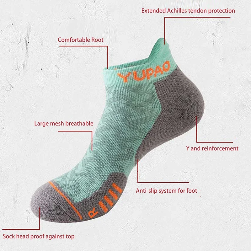 

1/5 пар профессиональных носков для марафона, спорта на открытом воздухе, фитнеса, утолщенные мягкие короткие носки-лодочки с низким вырезом