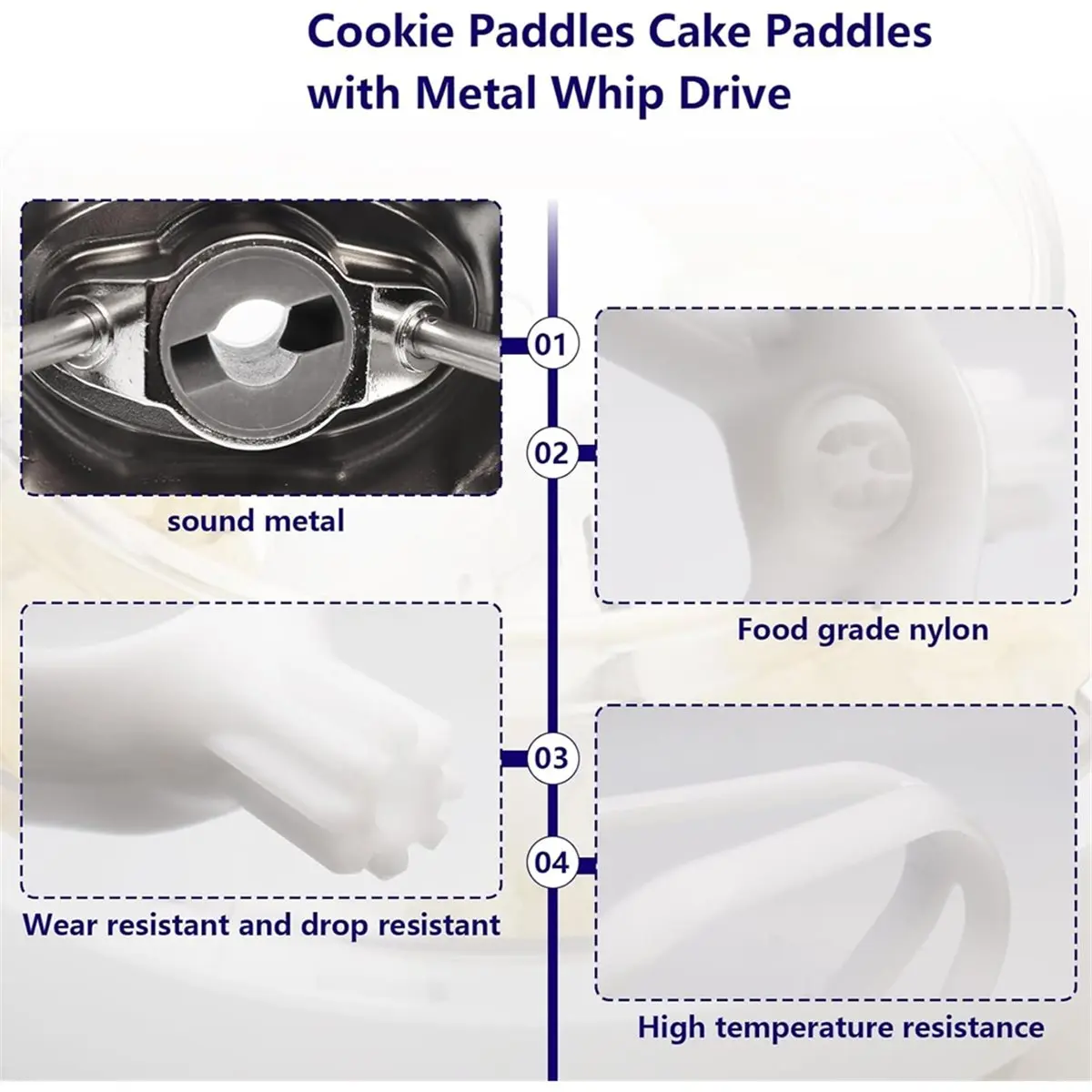 Cookie Paddles Cake Paddles with Metal Whip Drive Compatible with Universal Mixers for Artiste Mixer