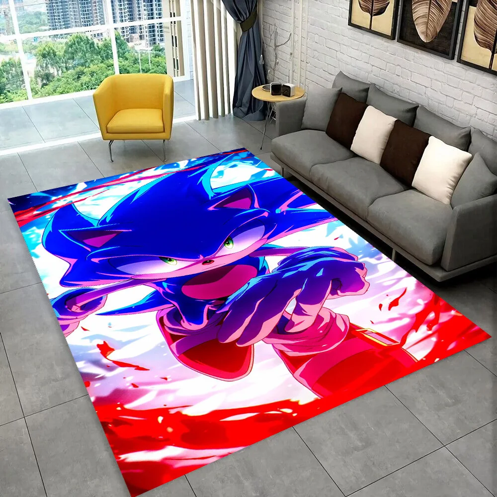 Fashion S-Sonic Cartoon Game Carpet Rug for Playroom Bedroom Living Room Sofa Home Decor,kids Play Area Rug Non-slip Floor Mat