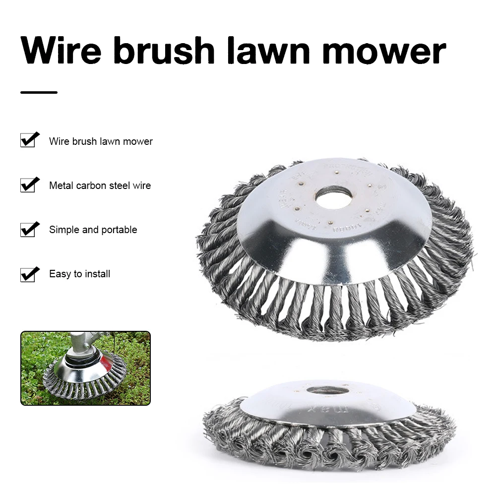 

15CM 20CM Steel Wire Wheel Garden Weed Brush Lawn Mower Grass Trimmer Brush Cutter Tools Garden Grass Trimmer Head Weed Brush