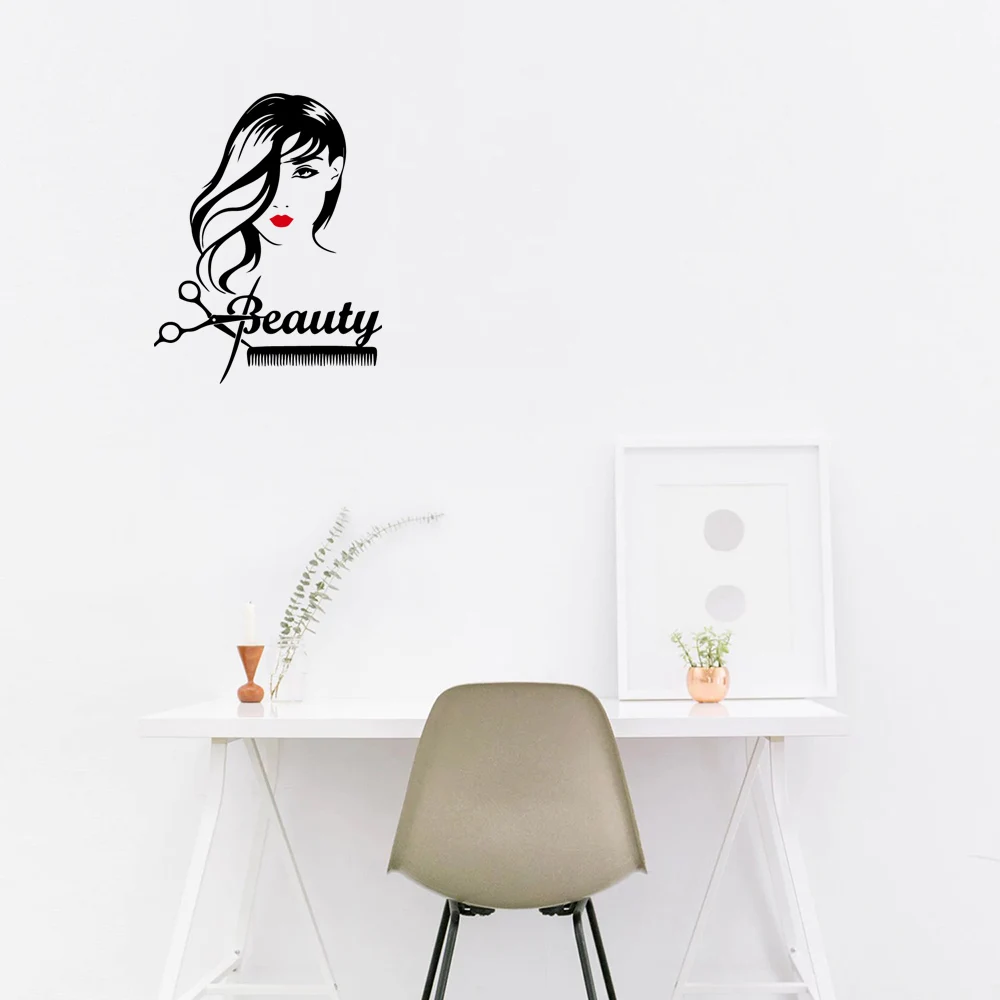 1 pc new style Hairdressed haircut beauty Waterproof Wall Stickers for barber shop or beauty Wall Art Sticker Murals