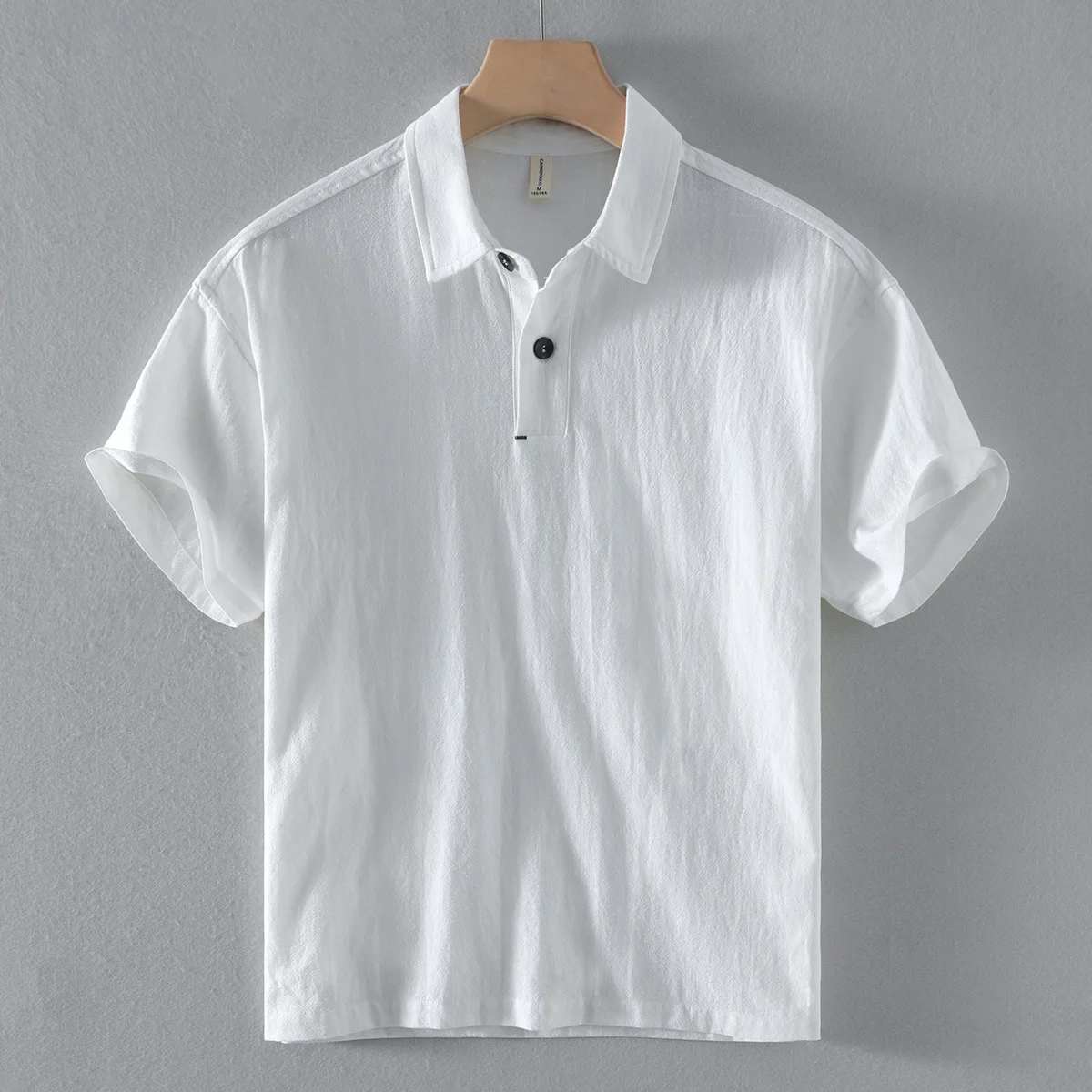 

New Summer Cotton Linen Turn Down Collar Shirt for Men Casual Breathable Solid Color Pullover Men's Polo Shirt TS-861