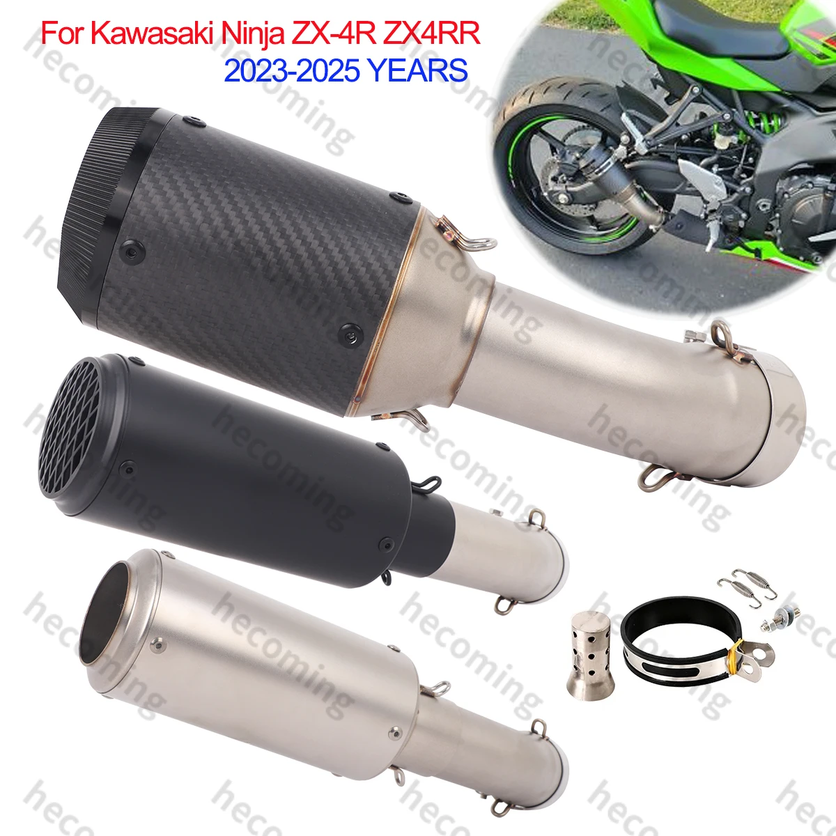 カワサキ-ニンジャ-zx-4r-zx4rr-2023-2024-2025用-zx4r-エキゾースト-スリップオンマフラー-チップ-リンク-ミッドパイプ-エスケープ-チューニング