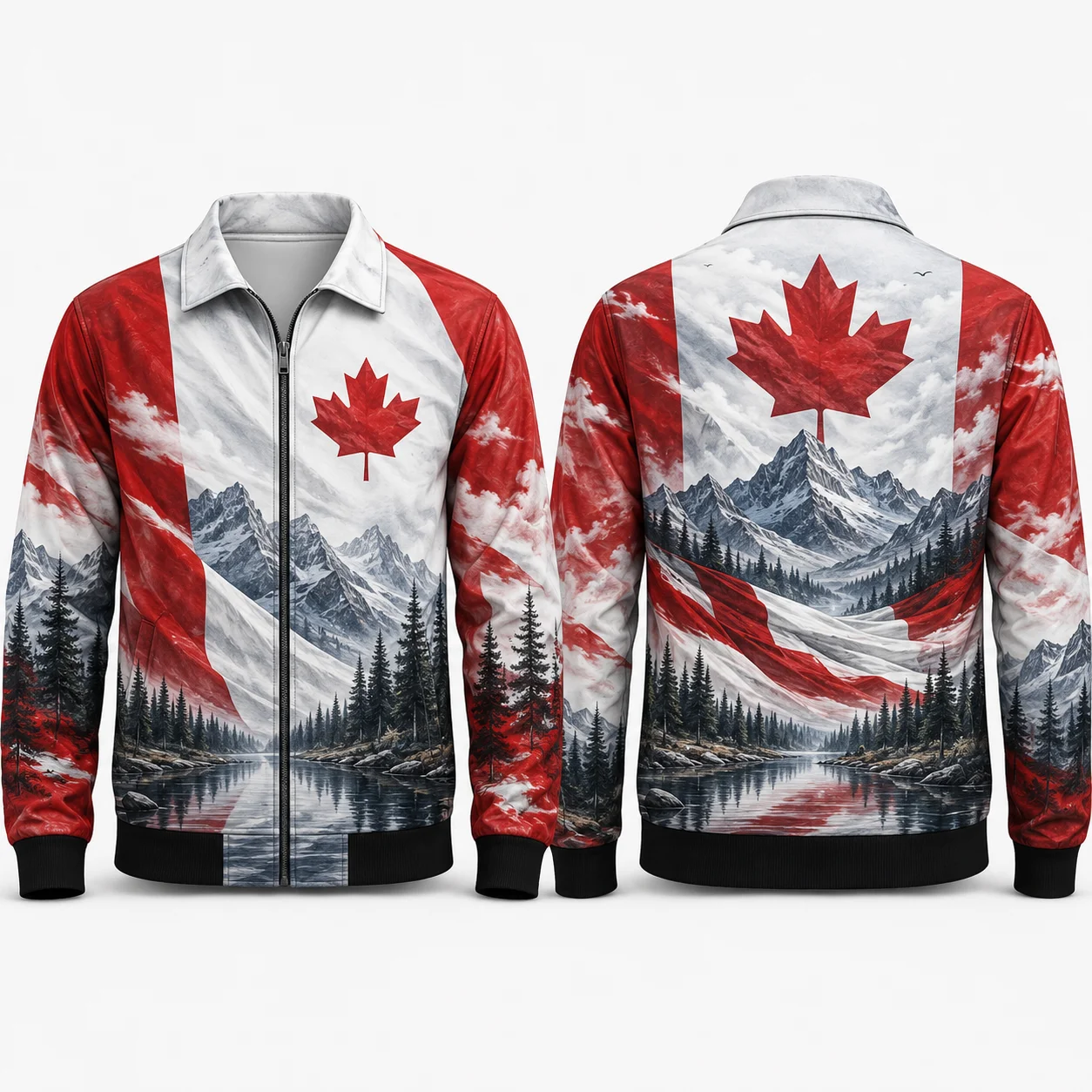 New Canadian Maple Leaf Winter Jackets For  Red White Snowflake Graphic Coat National Heritage Fashion Jacket Zip Up Outerwear