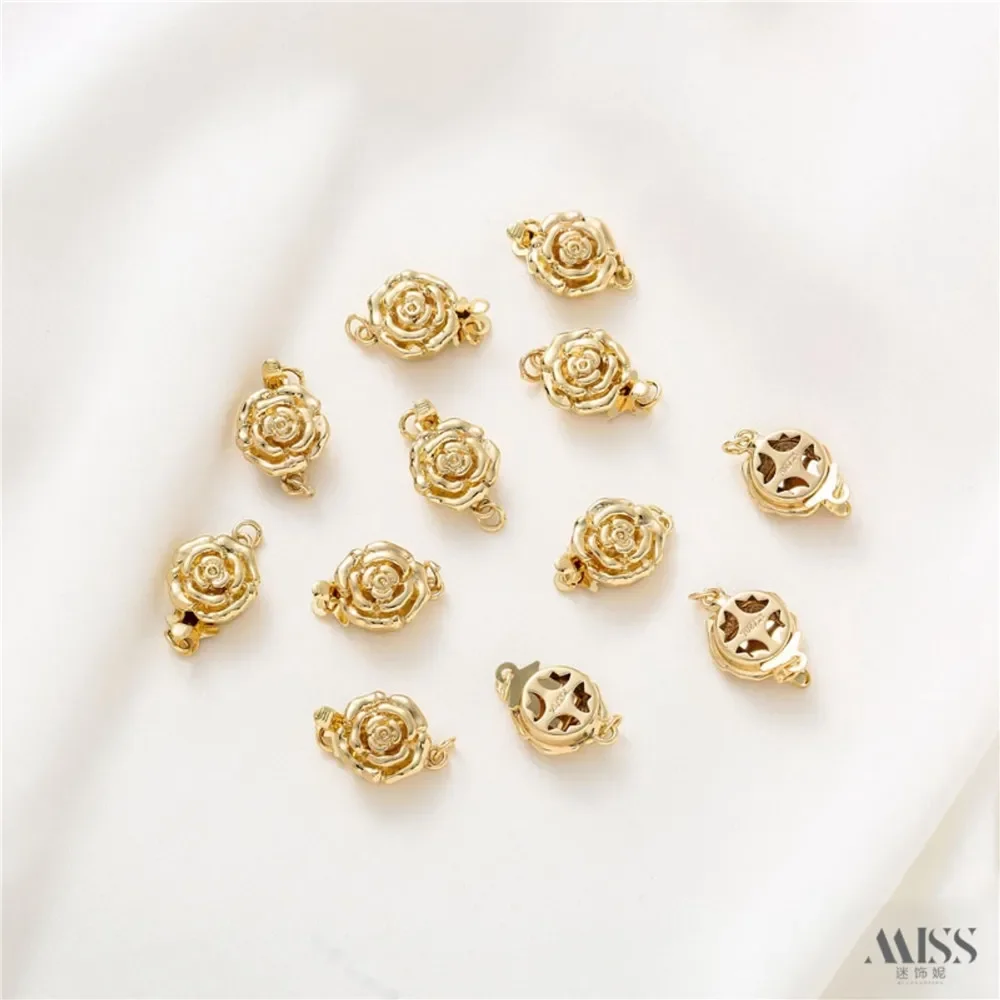 

14K Gold-plated Hollow Out Fancy Carved Connection Buckle Ending Buckle Large Flower Buckle DIY Accessory Bracelet Necklace