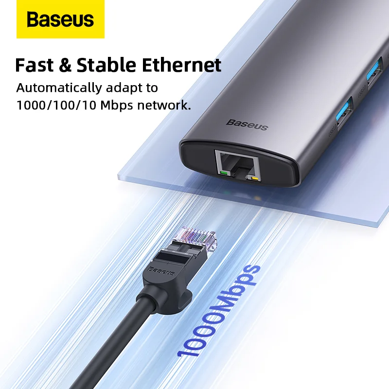 Baseus-HUB USB Tipo C, Dock Station, Divisor, Leitor SD, Carregador PD de 100W, USB 3.0, Compatível com HDMI, RJ45, MacBook Pro