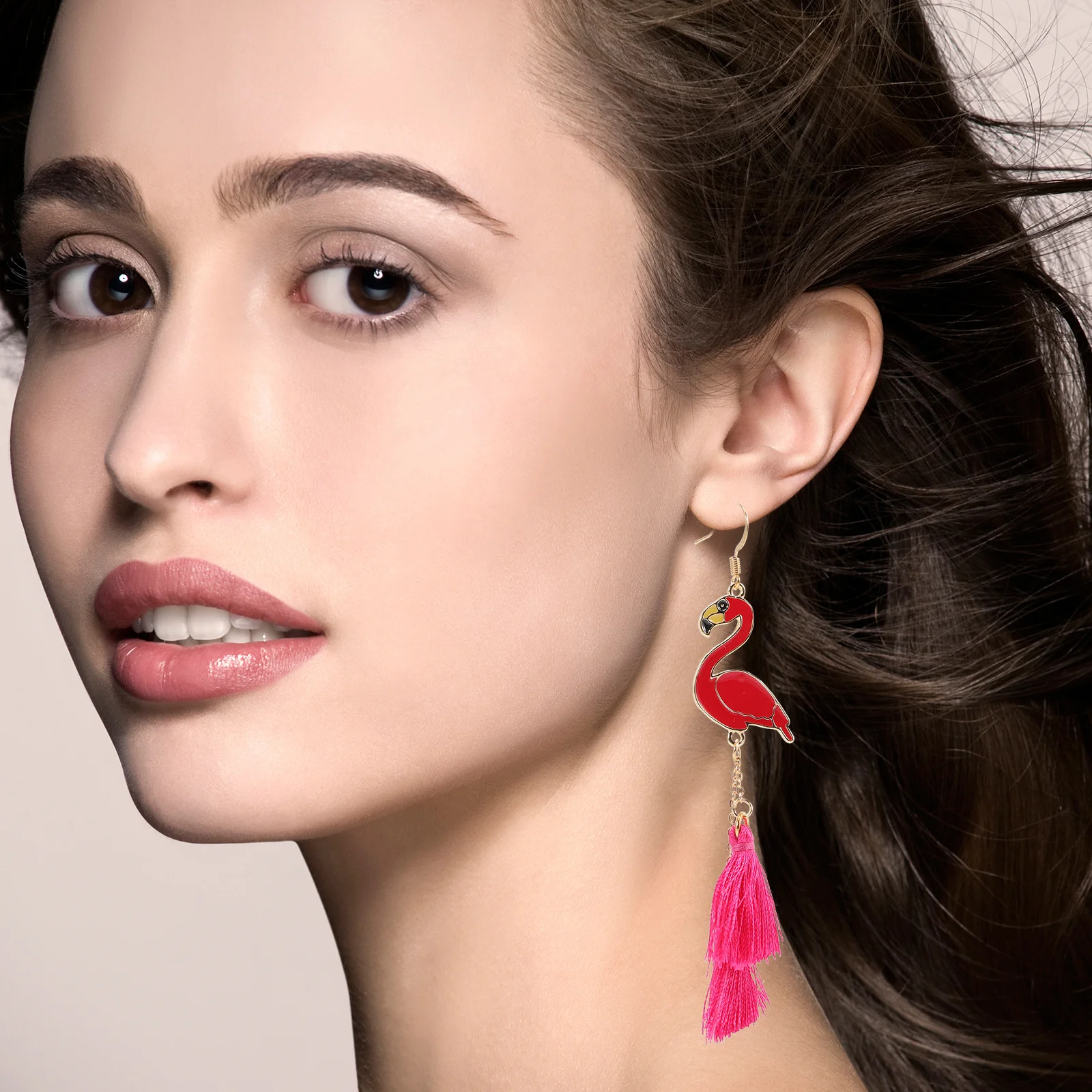 

1Pair Flamingo Tassel Earrings Womens Dangle Ear Jewelry Nonallergy Long Lasting Decorative Gift Womens Earrings