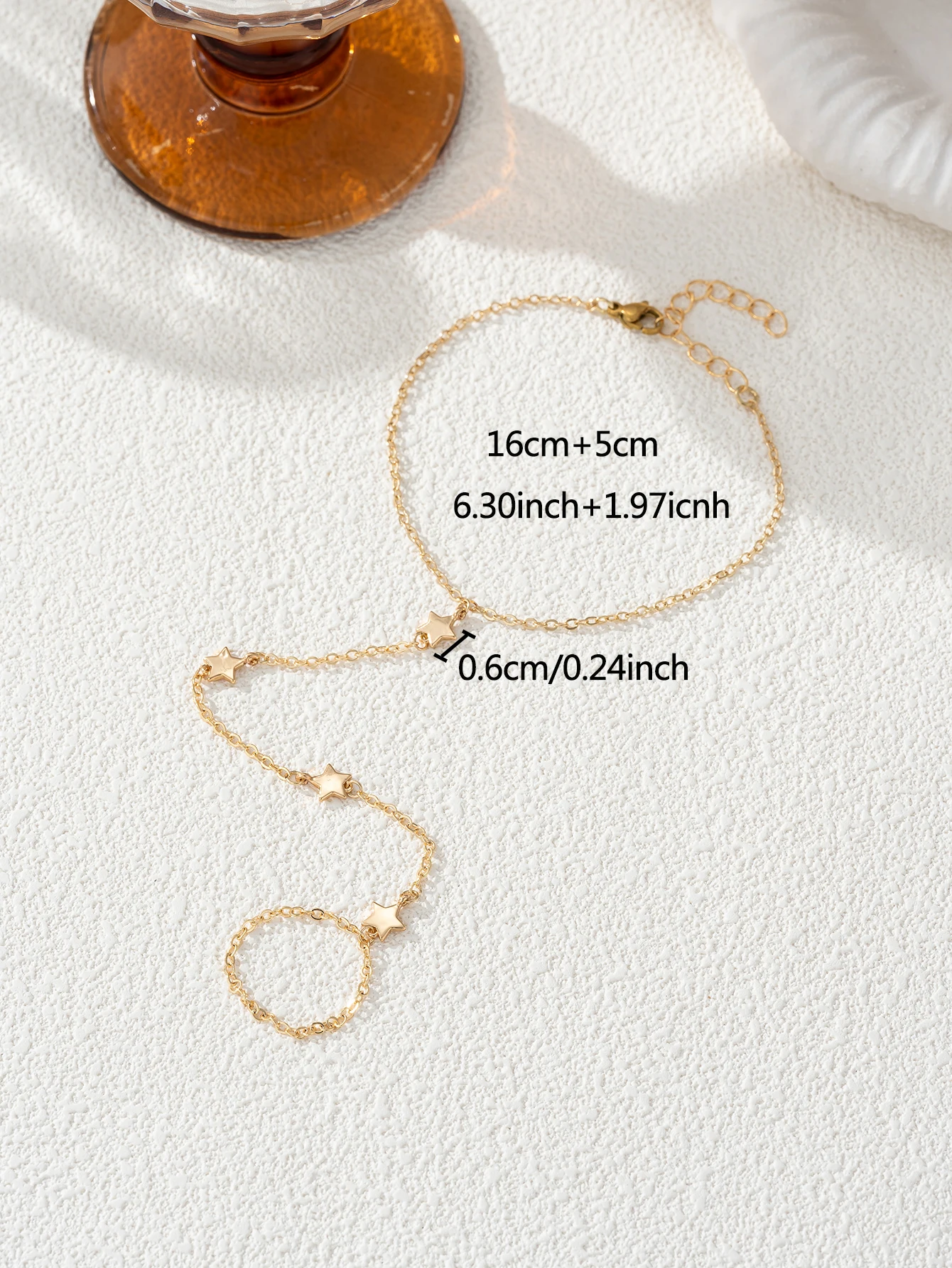 Minimally stylish mini star pendant integrated ring bracelet dance music festival jewelry #4