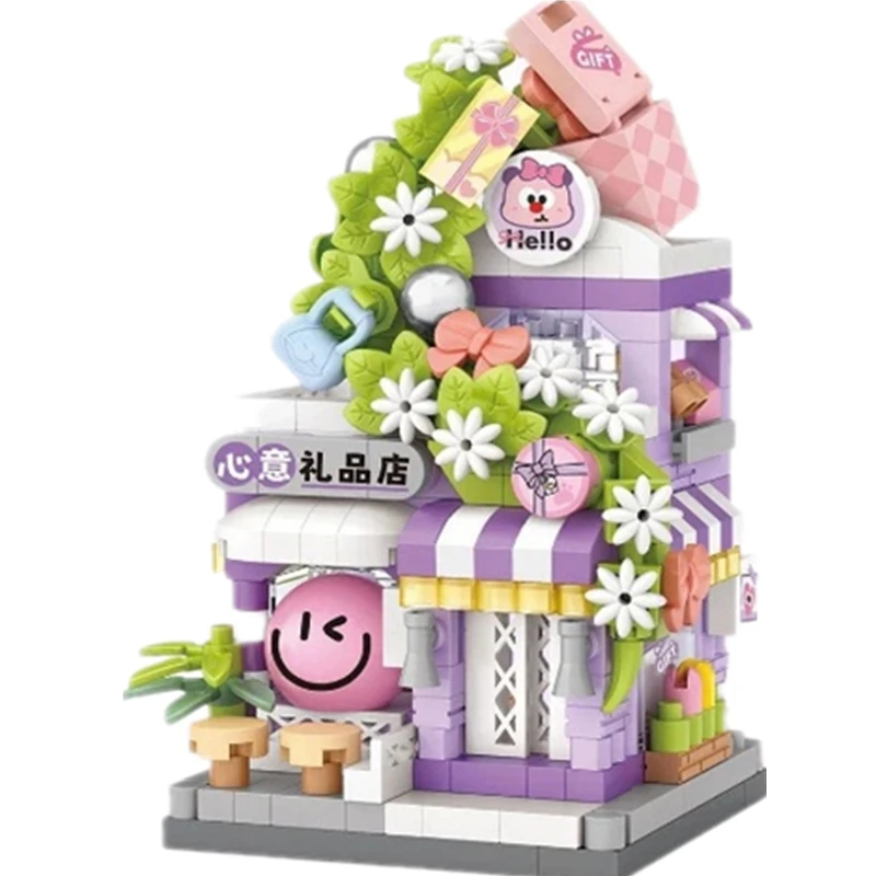 جديد هدية وجبة خفيفة القرطاسية متجر متجر صغير متجر الشارع عرض الغذاء منزل اللبنات عدة الفتيات الطوب نموذج الاطفال لعبة الأطفال